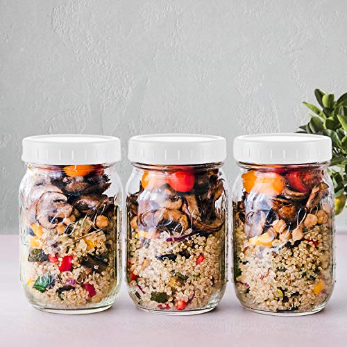 AOZITA 10 Pack REGULAR Mouth Mason Jar Lids for Ball, Kerr and More - White Plastic Storage Caps for Mason/Canning Jars - Leak-Proof, Dishwasher Safe & Food Grade - size: 10 Regular Mouth