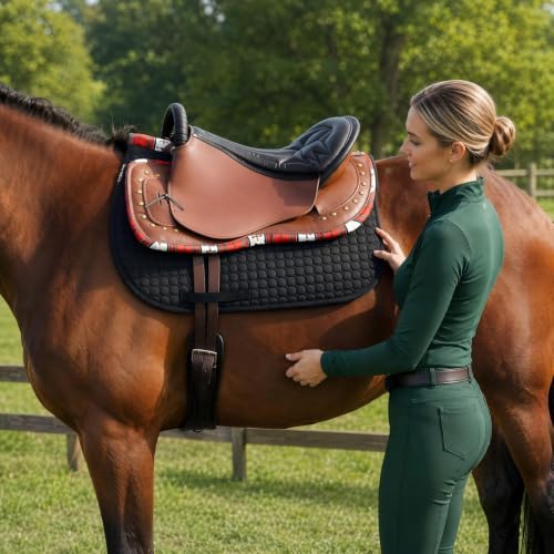 Horse Saddle Pad Non-Slip Cushion for English & Western Riding, Comfort & Protection for Horse Back, Prevents Sores & Chafing, Black