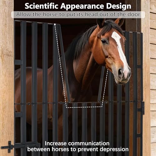 Horse Barn Door Gate 48" X 42" Metal Horse Stall Door Guards Yoke Design | Heavy Duty Horse Stall Gate for Horses, Farm, Home Barns Doorways Livestock Enclosures