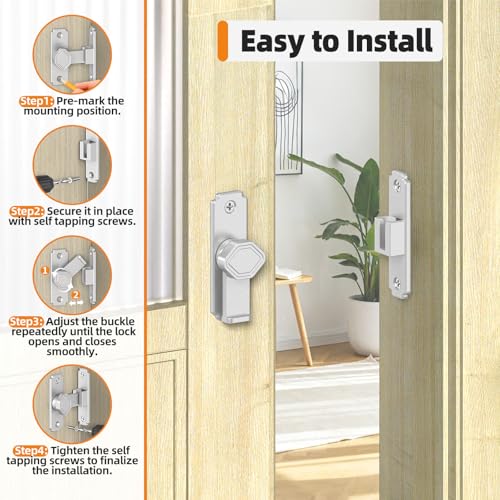 Sliding Barn Door Lock, 90 Degree Flip Security Gate Latch - color: Silver-1 Pc