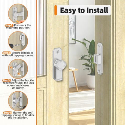 Sliding Barn Door Lock, 90 Degree Flip Security Gate Latch - color: Silver-1 Pc