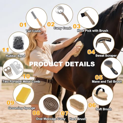 Uross Horse Grooming Kit Bag 15 pcs