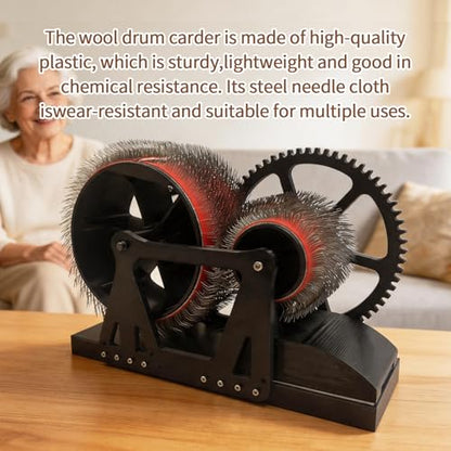 Wool Combing Machine, Wool Drum Carder Fiber Carding Machine with Hand Crank Remove Fiber Impurities Fast Color Mixing, Wool Blending Wheel for DIY Craft Make Felt Animals, Handmade