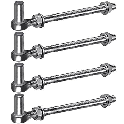 Insaga J Bolt Gate Hinge, 304 Stainless Steel Farm Gate Hinges, M12 x 10'' Gate Hinge Bolt 5/8'' for Chain Link Fence/Farm/Wooden Fence/Driveway, Supports up to 500lbs, 4pcs - color: M12-10''-4PCS