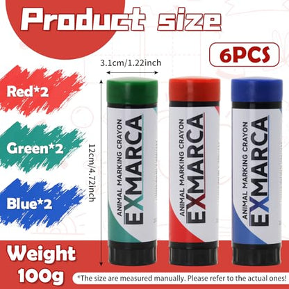6PCS Livestock Marker Crayons Marking for Marking Animal Fur and Skin
