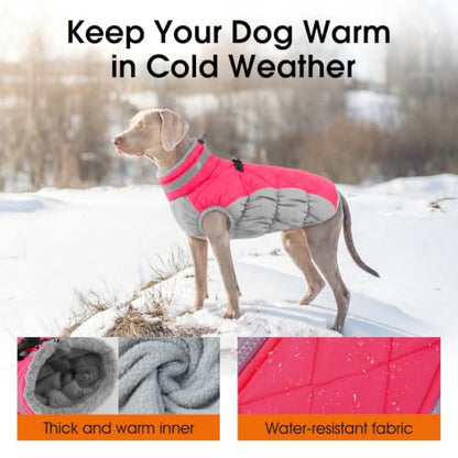 Lelepet Dog Coat Warm Dog Winter Coat Waterproof Dogs Jacket with Harness - color: Neon Pink, size: X-Small