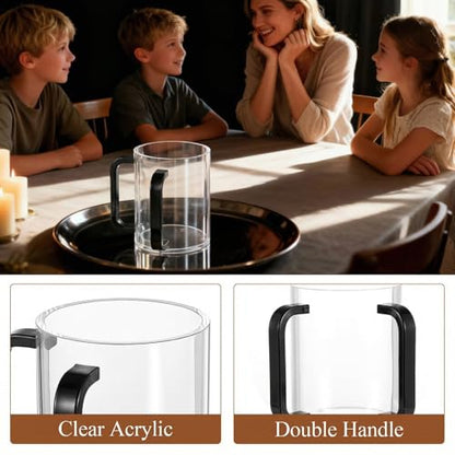 2 Pcs Judaica Hand Washing Cup with Dual Handles,5" Netilat Yadayim - color: black Handle