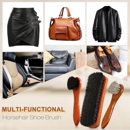 4Pcs Shoe Shine Kit, Horsehair Brush for Cleaning and Polishing - size: 4PCS