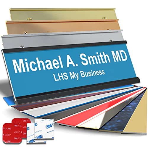 Custom Office Door Name Plate, Wall SignLight Blue with White Letters, 2x6 | Mounting Included 10+ Options, Desk, Wall, Cubicle & Door Nameplate Holders, 3M Adhesive, Hanging, Personalized & Made in USA - color: B1 - Light Blue & White Lettering, size: 2x
