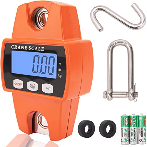 Hanging Weight Scale 660lb - Digital Hanging Scale 660lb with Cast Aluminum Case Handheld 300Kg Mini Crane Scale Fit for Farm Hunting Fishing Outdoor (with Accurate Sensors, LED, Hooks)