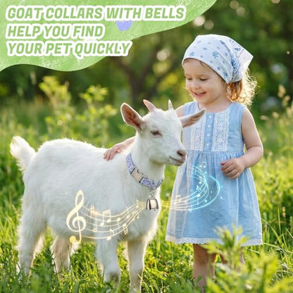 3 Pack Floral Goat Collars with Bells Adjustable Sheep Collar