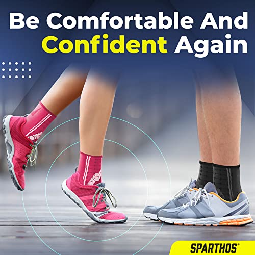 Sparthos Ankle Brace for Women & Men, Foot Compression Sleeve - Black-M - color: Midnight Black