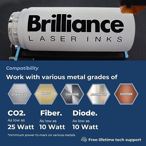Pack of 2 - BLI101-12 Oz - Aerosol Black Laser Ink for Metals Marking - CO2 Laser - Fiber Laser - YAG, Durable, Permanent, High Contrast, Brilliance Laser Inks - color: 2 Pcs