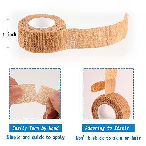 24 Pack Self Adherent Cohesive Wrap Bandages 1 Inches X 5 Yards,First Aid Tape, Elastic Self Adhesive Tape, Athletic, Sports wrap Tape, Bandage Wrap for Sports, Wrist, Skin Colour Athletic Tape - size: 24 Count (Pack of 1)