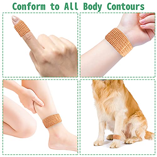 24 Pack Self Adherent Cohesive Wrap Bandages 1 Inches X 5 Yards,First Aid Tape, Elastic Self Adhesive Tape, Athletic, Sports wrap Tape, Bandage Wrap for Sports, Wrist, Skin Colour Athletic Tape - size: 24 Count (Pack of 1)