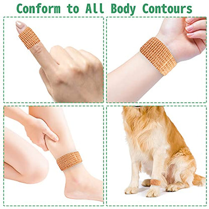 24 Pack Self Adherent Cohesive Wrap Bandages 1 Inches X 5 Yards,First Aid Tape, Elastic Self Adhesive Tape, Athletic, Sports wrap Tape, Bandage Wrap for Sports, Wrist, Skin Colour Athletic Tape - size: 24 Count (Pack of 1)