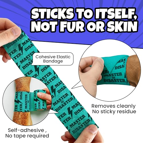 Funny Vet Wrap for Dogs, 2in Self-Adhesive Bandage Tape, 6 Pack Boys | Dog first aid kit supplies; Hot Spot & Wound Wrap; Breathable; Easy Tear; Individually Wrapped; Sticks to Itself, Not Fur - color: King of Chaos (6 Count)