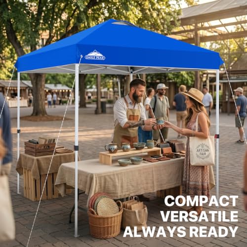 EAGLE PEAK 6.6x6.6 Pop Up Canopy Tent Easy Up Canopy Outdoor, Blue - color: Blue, size: 6.6x6.6