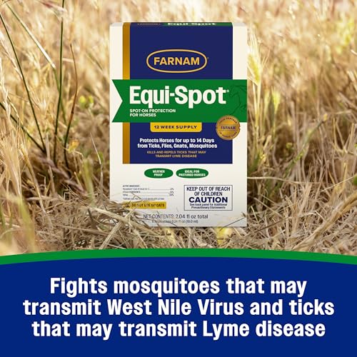 Farnam Equi-Spot, Weather Proof Targeted Spot On Protection, 12 Week Supply | Spot-On Protection for Horses, Long-Lasting Protection from Flies, Ticks, Gnats and Mosquitoes, Weatherproof Formula - size: 12 Week Supply