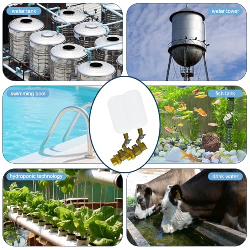 2 Pack Float Ball Valve, 1/2 Inch Brass Water Float Valve with Adjustable Arm, Automatic Water System Filler for Livestock Water Trough, Water Tank, Fountain, Automatic Waterer Bowl Dog Horse - size: 2 Pack