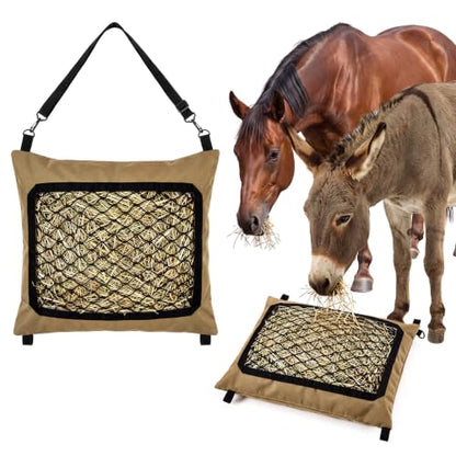 1 Pack Slow Feed Hay Bag for Horses & Donkeys, 23 x 19 in | 1000D Heavy Duty Fabric, 1.34 In Diamond Mesh, Easy Fill Top Design, Adjustable Hanging Straps, Ground or Hanging Feeding