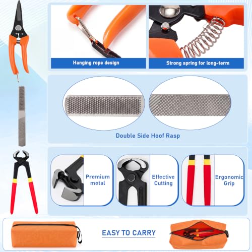 8Pcs 8" Farrier Tool Kit, Hoof Rasp Nipper Trimmer Brush Calf Sling - style: Complete Hoof Care Kit
