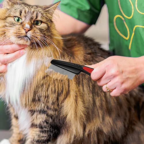 Yumflan 1.0mm Fine Tooth Stainless Steel Flea Comb for Dogs & Cats, Grip | Designed To Remove Fleas, Eggs, Dander, Debris, Glides Smoothly Through The Coat, Gentle On Skin, Built for Daily Grooming