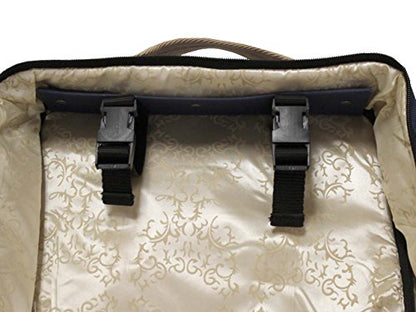 Front Open 3 Layers Padded Bridle Halter Horse Tack Carry Bag - color: Navy/Beige Trim