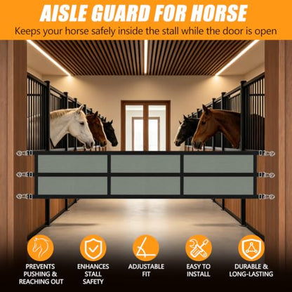 Horse Stall Guard 10ft-12ft Aisle Guard Adjustable Horse Stall Gate - size: 118-144In