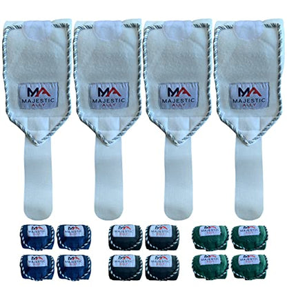 Majestic Ally Fleece Polo Leg Wraps with Braided Rope for Horses - Set of 4-10 Foot Long and 5 Inch Wide (White) - color: White