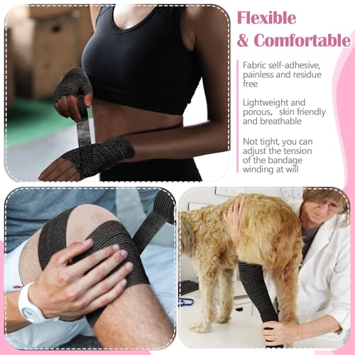 Treela 64 Pack 1" X 5 Yards Self Adhesive Bandage Wrap Black - color: Black, size: 1 Inch X 5 Yard