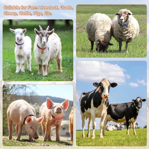 M METERXITY 6-Pack Reflective Goat Collars with Bells, 13.8"-20.5" Polyester Adjustable Pet Collar with Anti-Lost Grazing Copper Bell for Small Farm Animal/Sheep/Cow/Goat [Green] - color: Green