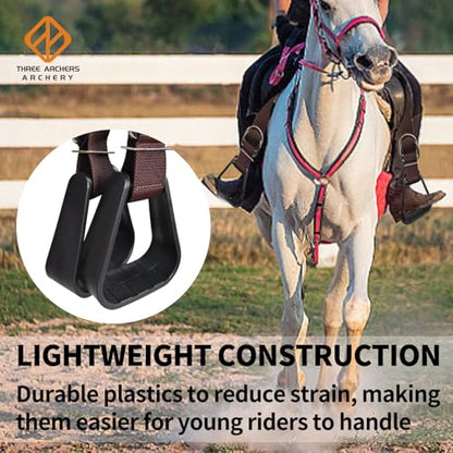 THREE ARCHERS Buddy Stirrups for Western Saddle for Kids Horseback Riding