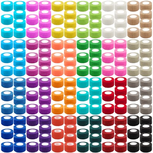 BQTQ 168 Rolls Elastic Adhesive Tape 1 Inch Self Adherent Stretch Bandages - color: Rich Colors, size: 1 Inch