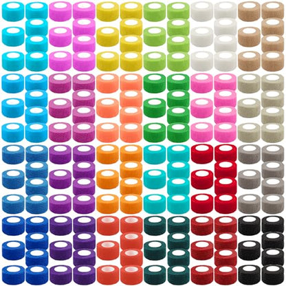 BQTQ 168 Rolls Elastic Adhesive Tape 1 Inch Self Adherent Stretch Bandages - color: Rich Colors, size: 1 Inch