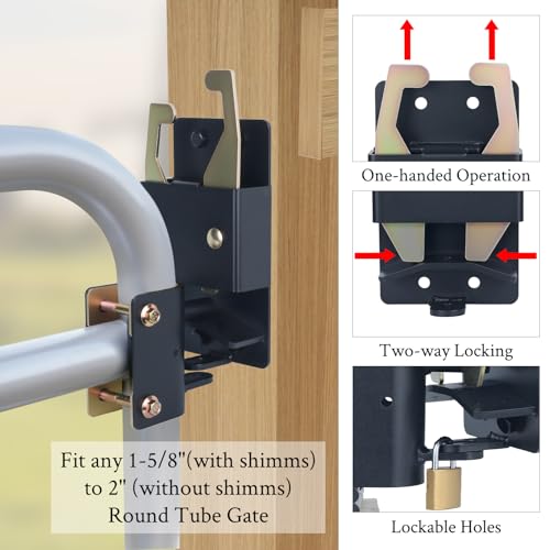 WellMade Heavy Duty 2 Way Farm Gate Latch -2 Pack Lockable Cattle Gate Latch for 1-5/8" to 2" Round Tube Gates, Fits Ranches, Horse Corrals, Pastures (Screws & Instructions Included) - size: 2 Pack