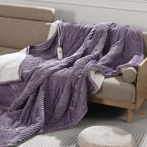 Heated Throw Blanket Electric Throw Blanket Purple Warming Blanket Women - color: Lavender, size: Throw(50"x60")