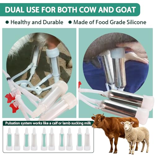 14L Cow&Goat Electric Milking Machine Portable Rechargeable Pulse & Vacuum - size: 14L Cow/Goat Two-in-One Electric Milker