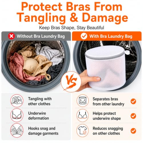 Kimmama Bra Washing Bag for Laundry, Lingerie Bag for Washing Delicates, 7" - size: 3M(7x7x7")