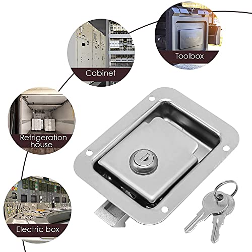 RV Trailer Door Lock, Stainless Steel Heavy Duty Flush Mount Paddle Horse Latch with Gasket Keys
