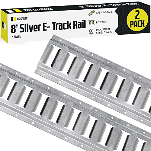 DC Cargo Mall E Track Tie Down Rail Kit 8' (2 Pack) for Garages, Vans, Trailers, Motorcycle Tie Downs, ATV Mountings - Galvanized Steel - Secure Cargo & Heavy Loads Up to 2,000 lbs - size: 2-pack