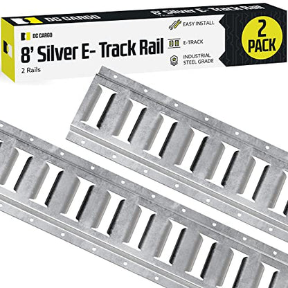 DC Cargo Mall E Track Tie Down Rail Kit 8' (2 Pack) for Garages, Vans, Trailers, Motorcycle Tie Downs, ATV Mountings - Galvanized Steel - Secure Cargo & Heavy Loads Up to 2,000 lbs - size: 2-pack