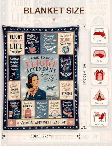 Flight Attendant Gifts Blanket, Cool Birthday Gifts for Women, 50*60 - color: Flight Attendant