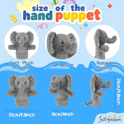 Puppet for Kids Adults Elephant Hand Puppets Big Ears Plush Animal Educational Sensory Toy Soft Washable Stuffed Storytelling Tool Family Fun - color: Elephant
