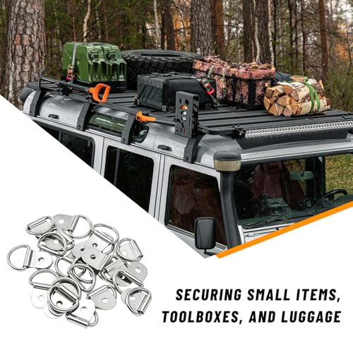 10 PCS D-Ring Tie Down Anchors, Small Metal Cargo Surface Mount Lashing Rings, Heavy Duty Anchor Points Load-Bearing Brackets for Van Truck Trailer Boat Cargo Securing (Silver) - color: Silver