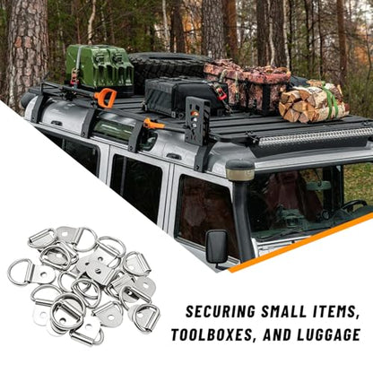 10 PCS D-Ring Tie Down Anchors, Small Metal Cargo Surface Mount Lashing Rings, Heavy Duty Anchor Points Load-Bearing Brackets for Van Truck Trailer Boat Cargo Securing (Silver) - color: Silver