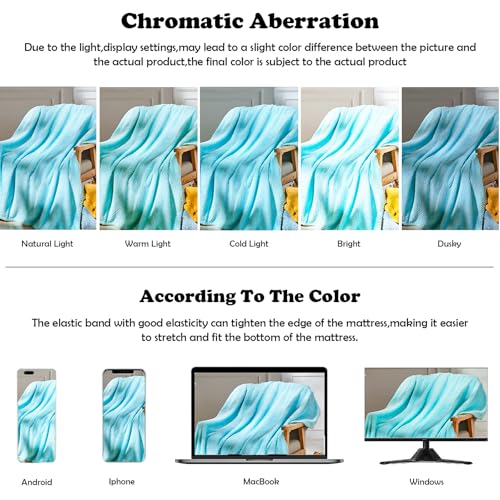 NEWCOSPLAY Fleece Leaves Pattern Twin Blanket, Turquoise, 60"x80" - color: Turquoise, size: Twin(60"x80")