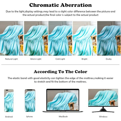 NEWCOSPLAY Fleece Leaves Pattern Twin Blanket, Turquoise, 60"x80" - color: Turquoise, size: Twin(60"x80")