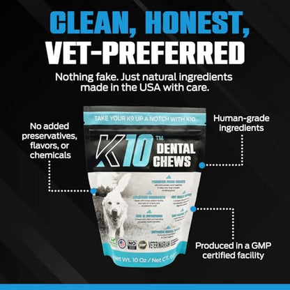 K10 Dental Chews for Dogs, Supports Dental & Oral Wellness, 60 Count - style: Dental Chews 60 Count