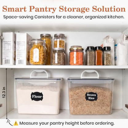 Extra Large Flour Sugar Storage Containers Set – 11L | 372oz Airtight Flour Container with Easy Carry Handle, BPA-Free, Flour and Sugar Containers, Pantry Kitchen Canisters, Fits 14 lbs Flour